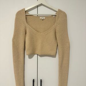 A.L.C. Cropped Knit Sweater in Beige